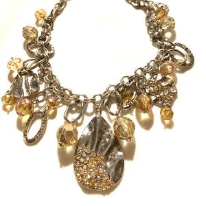 Elegant Silver and Gold Charm Necklace and Earring Set